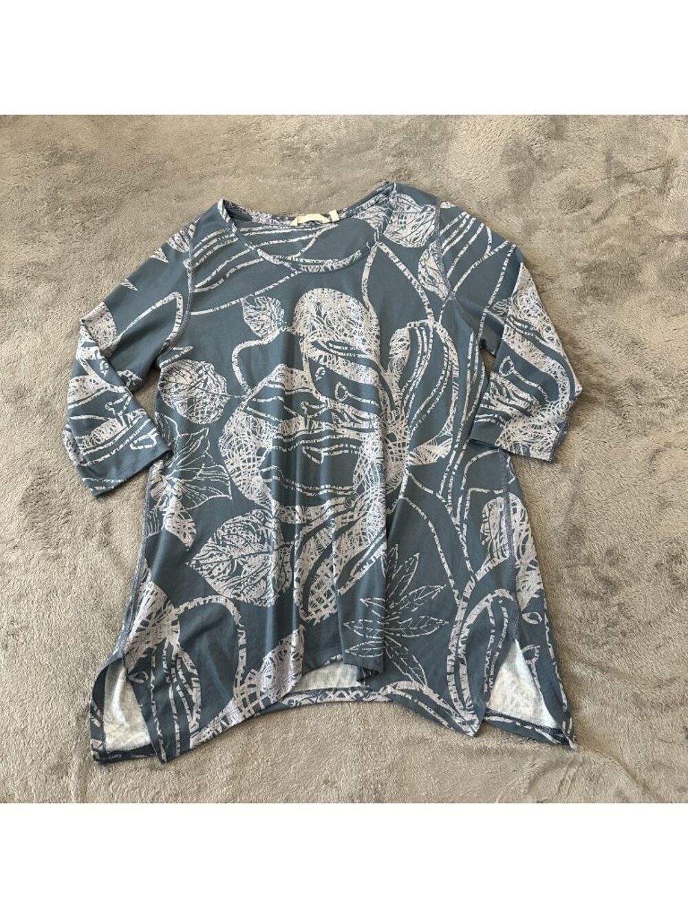 Soft Surroundings Valerie Tunic Top Shirt Blouse Blue XL Artsy Lagenlook
